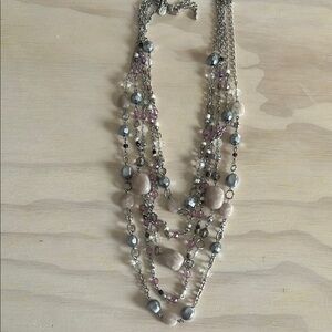 Lia Sophia Silver and Pink Multi-Strand Necklace